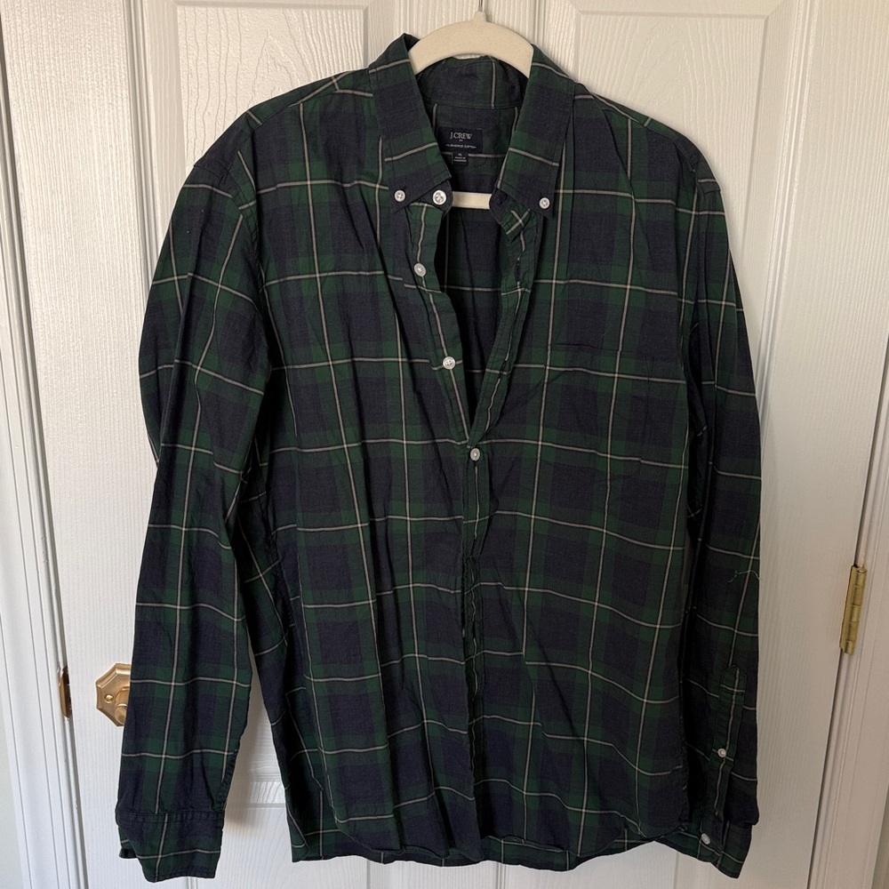 J. Crew Dark Green Plaid Button Down Shirt